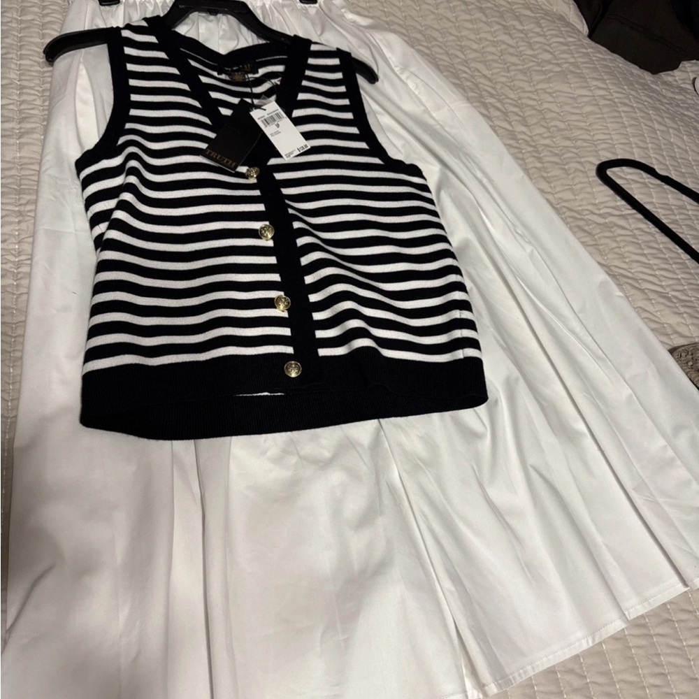 Truth Black and White Striped Kids Sweater Vest